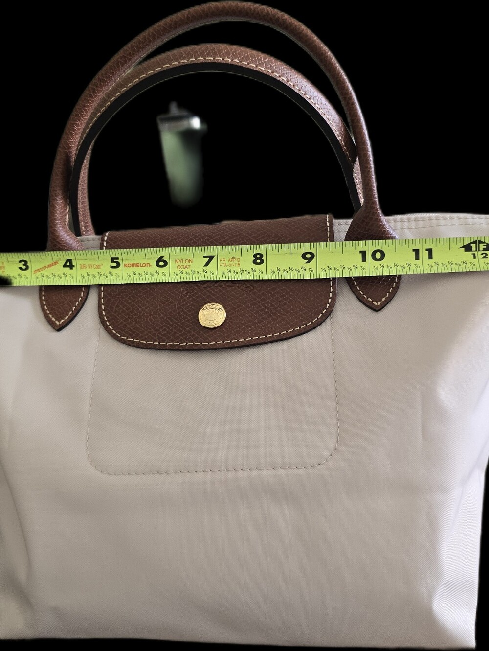 Longchamp Small beige tote with brown leather trim - Picture 6 of 12